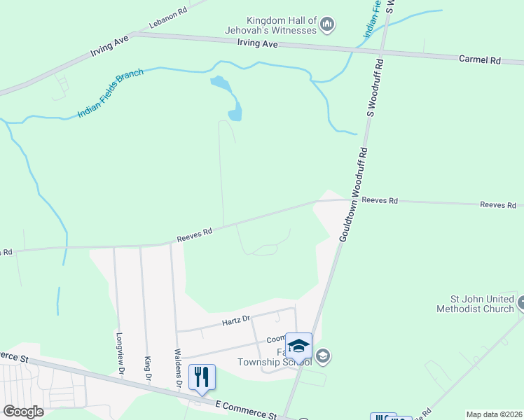 map of restaurants, bars, coffee shops, grocery stores, and more near 226 Reeves Road in Bridgeton