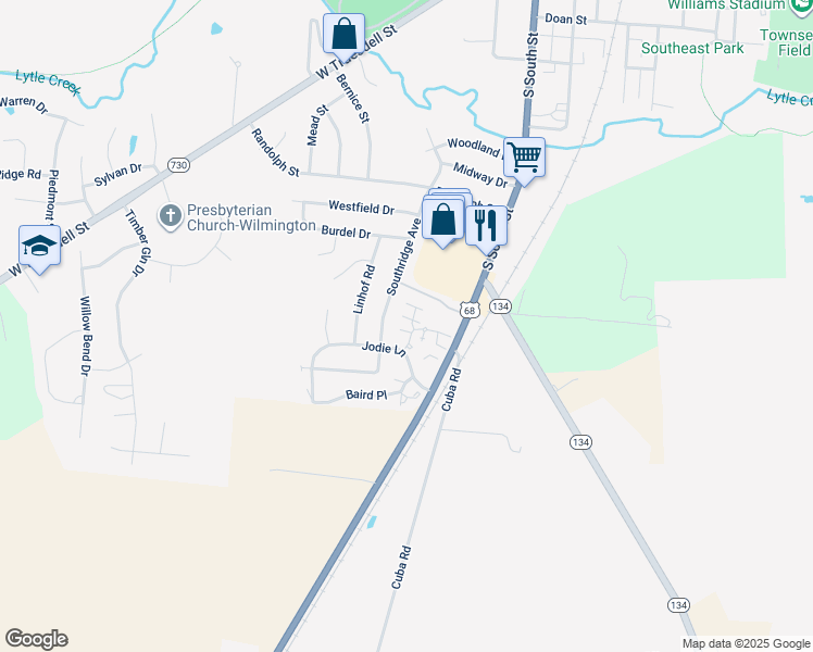 map of restaurants, bars, coffee shops, grocery stores, and more near 61 Reba Drive in Wilmington