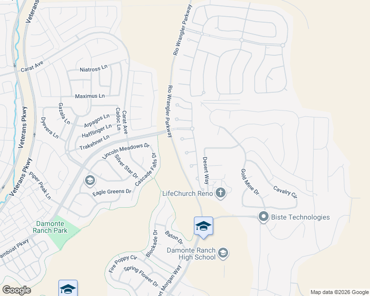 map of restaurants, bars, coffee shops, grocery stores, and more near 2635 Friesian Court in Reno