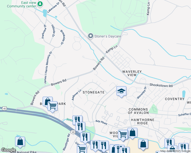 map of restaurants, bars, coffee shops, grocery stores, and more near 210 Shannonbrook Lane in Frederick