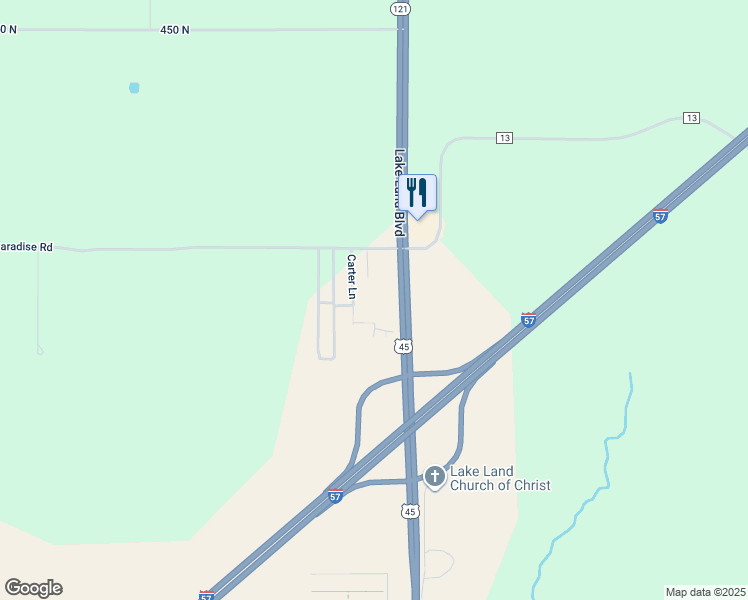 map of restaurants, bars, coffee shops, grocery stores, and more near 4798 Carter Lane in Mattoon
