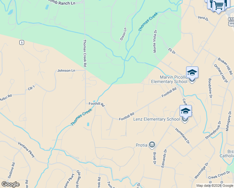 map of restaurants, bars, coffee shops, grocery stores, and more near 19 Glenhaven Drive in Reno