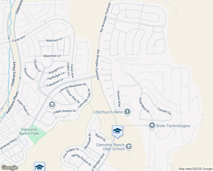 map of restaurants, bars, coffee shops, grocery stores, and more near 2635 Friesian Court in Reno