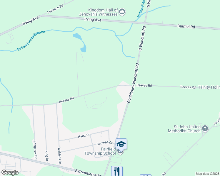 map of restaurants, bars, coffee shops, grocery stores, and more near 226 Reeves Road in Bridgeton