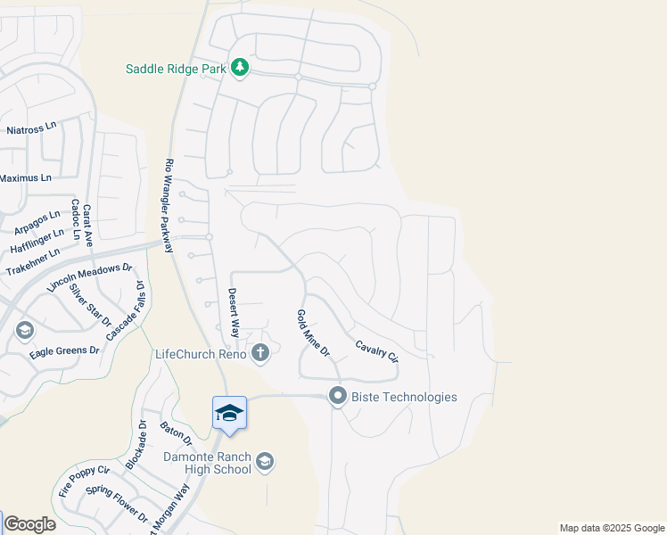 map of restaurants, bars, coffee shops, grocery stores, and more near 2770 Trail Rider Drive in Reno