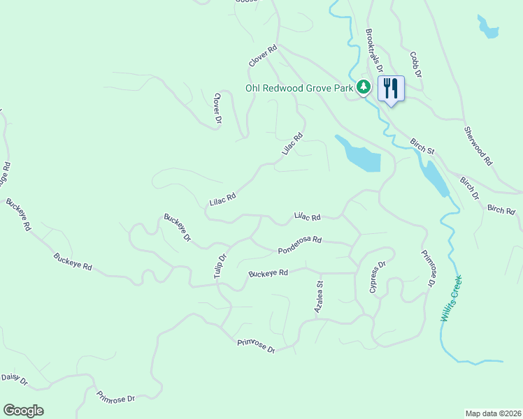 map of restaurants, bars, coffee shops, grocery stores, and more near 24310 Lilac Road in Willits
