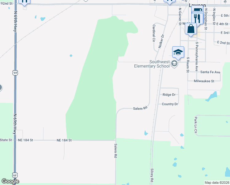 map of restaurants, bars, coffee shops, grocery stores, and more near in Lawson