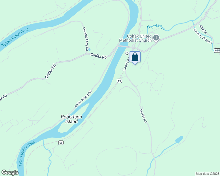 map of restaurants, bars, coffee shops, grocery stores, and more near 77 Sandy Beach Road in Fairmont