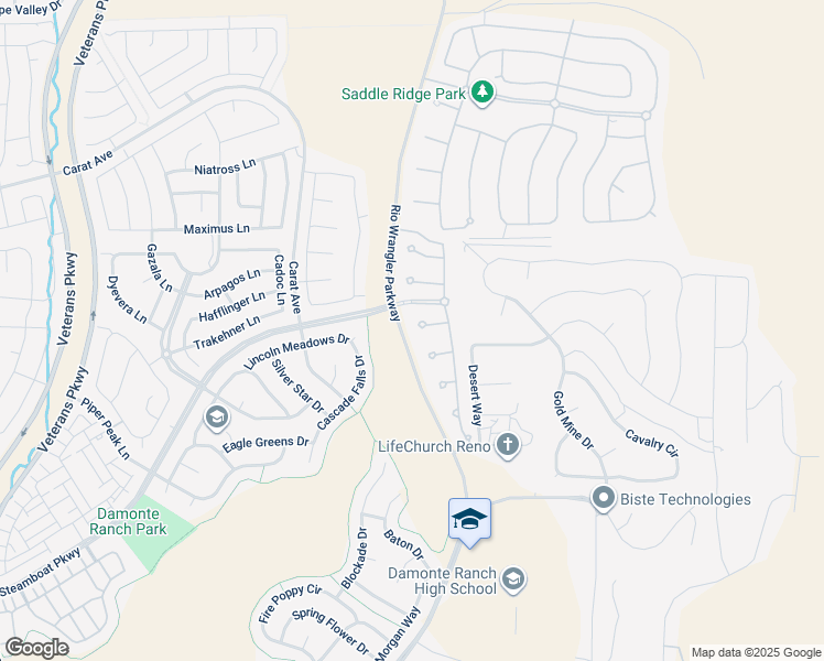map of restaurants, bars, coffee shops, grocery stores, and more near 2635 Friesian Court in Reno
