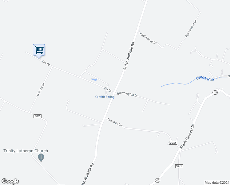 map of restaurants, bars, coffee shops, grocery stores, and more near 25403 Arden Nollville Road in Martinsburg