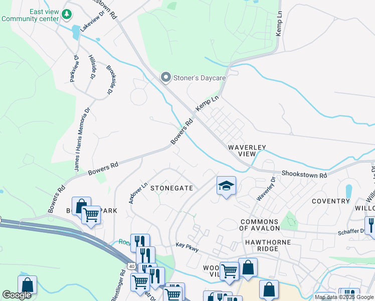map of restaurants, bars, coffee shops, grocery stores, and more near 1507 Scott Chase Drive in Frederick
