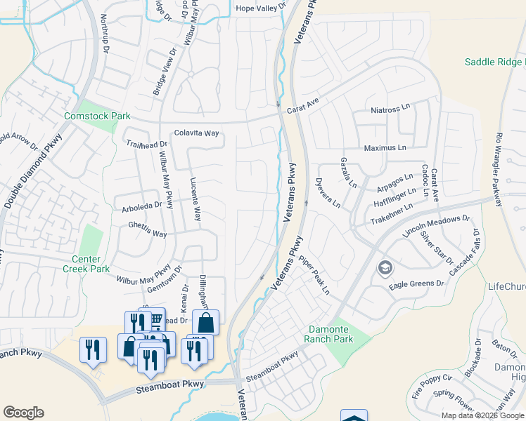 map of restaurants, bars, coffee shops, grocery stores, and more near Culiacan Pass Trail in Reno