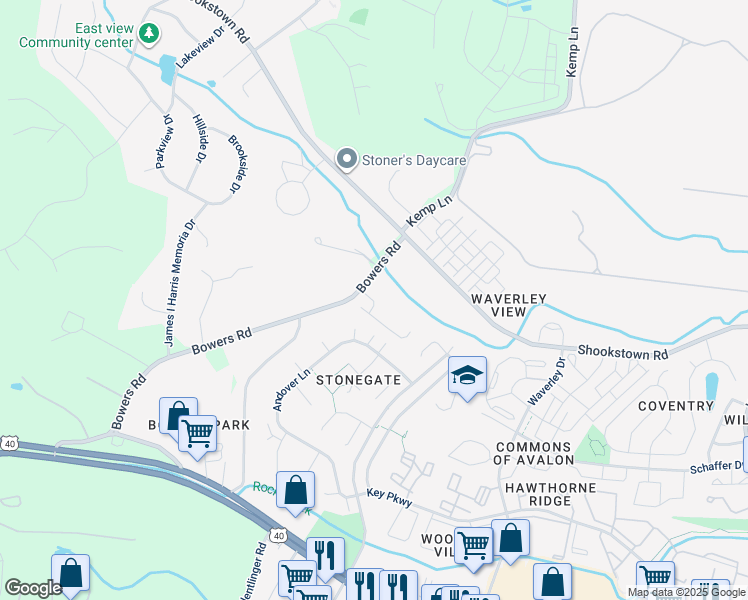 map of restaurants, bars, coffee shops, grocery stores, and more near 1507 Scott Chase Drive in Frederick