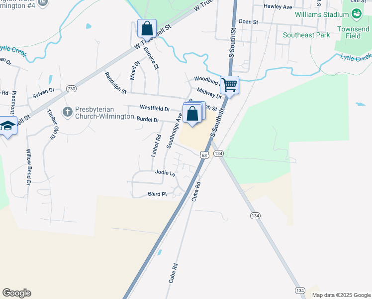 map of restaurants, bars, coffee shops, grocery stores, and more near 1117 S South St in Wilmington