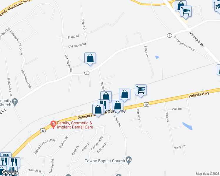 map of restaurants, bars, coffee shops, grocery stores, and more near 698 Baumgardner Road in Harford County