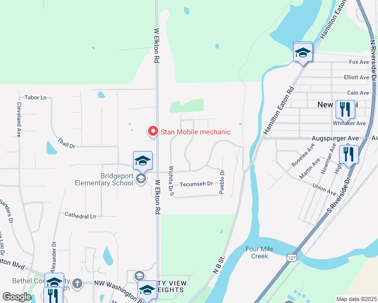 map of restaurants, bars, coffee shops, grocery stores, and more near 1670 Chippewa Drive in Hamilton