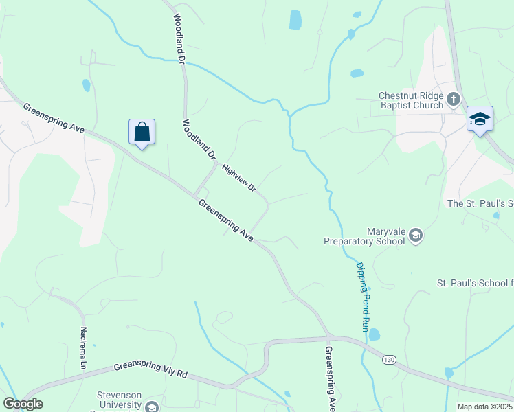 map of restaurants, bars, coffee shops, grocery stores, and more near 1403 Highview Drive in Lutherville-Timonium