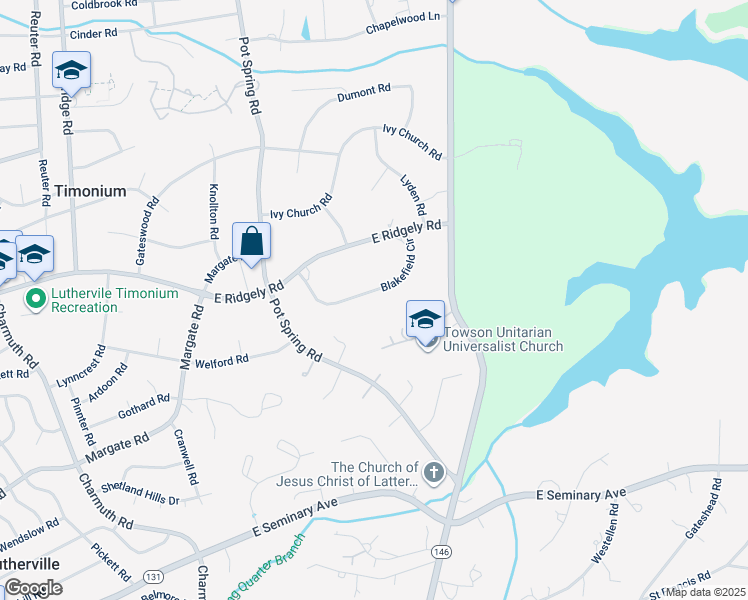 map of restaurants, bars, coffee shops, grocery stores, and more near 1815 Blakefield Circle in Lutherville-Timonium
