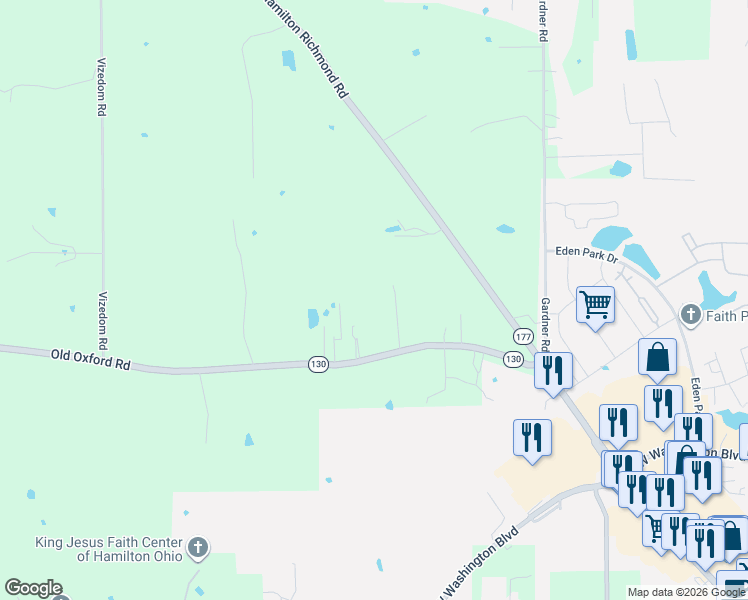 map of restaurants, bars, coffee shops, grocery stores, and more near 1284 Old Oxford Road in Hamilton