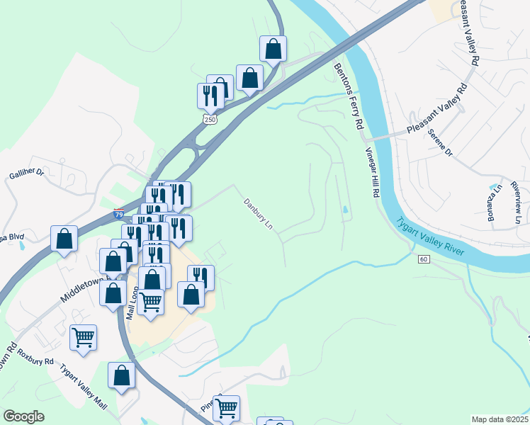 map of restaurants, bars, coffee shops, grocery stores, and more near 27 Southland Dr in Fairmont