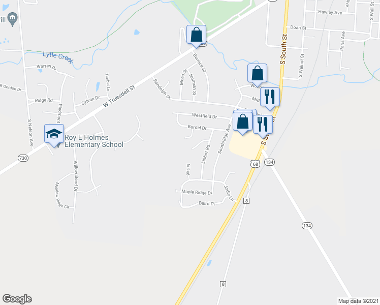map of restaurants, bars, coffee shops, grocery stores, and more near 108 Woodview Drive in Wilmington