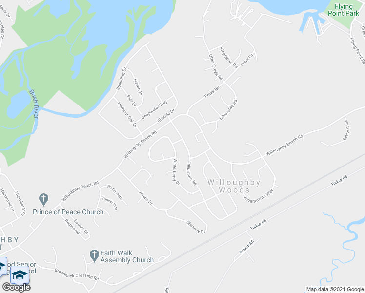 map of restaurants, bars, coffee shops, grocery stores, and more near 354 Laburnum Road in Edgewood