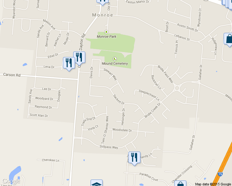map of restaurants, bars, coffee shops, grocery stores, and more near 220 Sackett Dr in Monroe