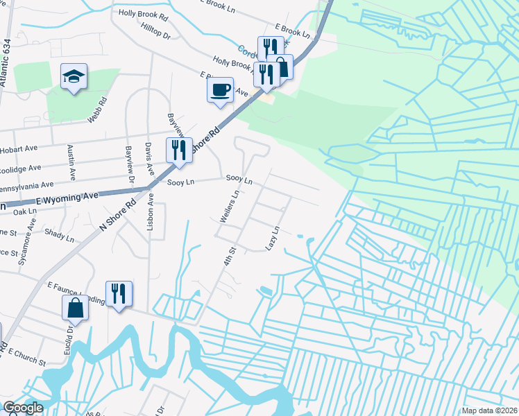 map of restaurants, bars, coffee shops, grocery stores, and more near 604 4th Street in Absecon
