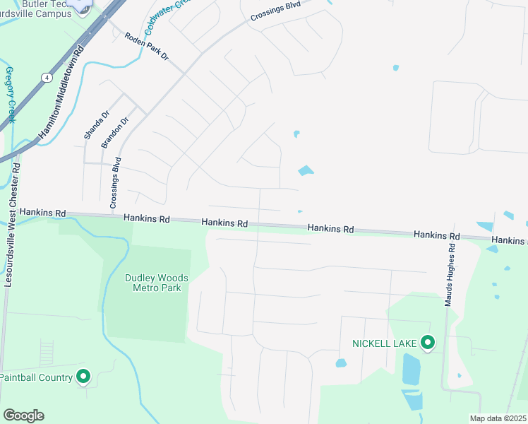 map of restaurants, bars, coffee shops, grocery stores, and more near 5998-6156 Hankins Road in Butler County