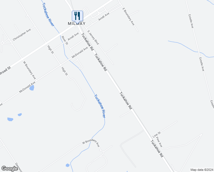 map of restaurants, bars, coffee shops, grocery stores, and more near 1280 Tuckahoe Road in Buena Vista Township