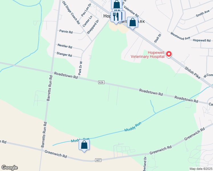 map of restaurants, bars, coffee shops, grocery stores, and more near 254 Roadstown Road in Bridgeton