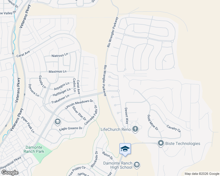 map of restaurants, bars, coffee shops, grocery stores, and more near 2630 Fury Court in Reno