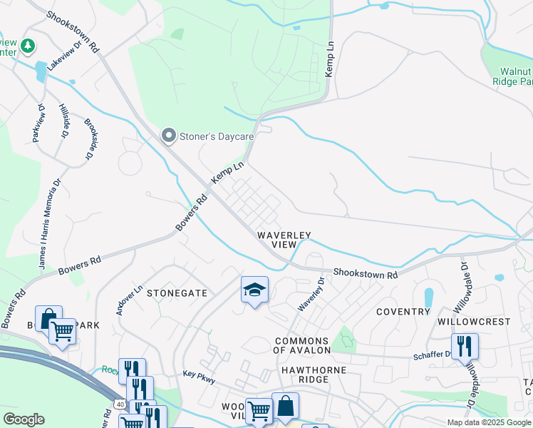 map of restaurants, bars, coffee shops, grocery stores, and more near 718 Iron Forge Road in Frederick
