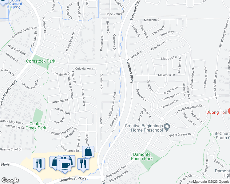 map of restaurants, bars, coffee shops, grocery stores, and more near 1838 Palacia Point Drive in Reno