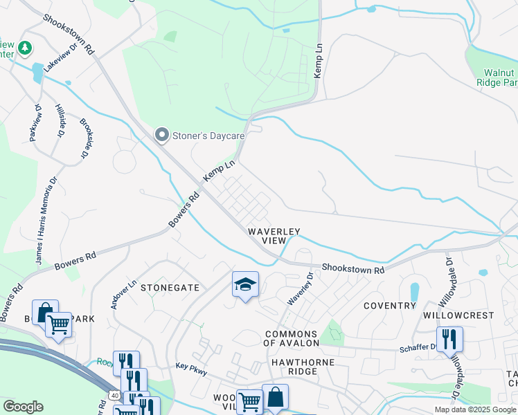 map of restaurants, bars, coffee shops, grocery stores, and more near 722 Iron Forge Road in Frederick