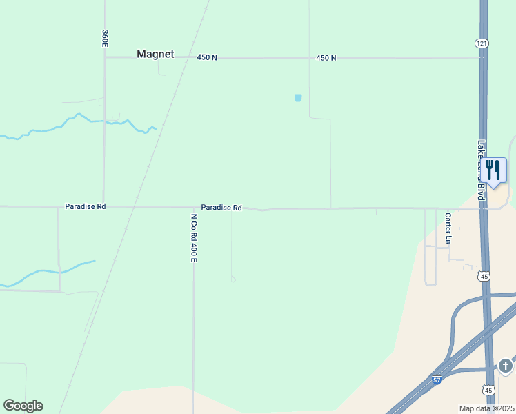 map of restaurants, bars, coffee shops, grocery stores, and more near 4225 Paradise Road in Mattoon