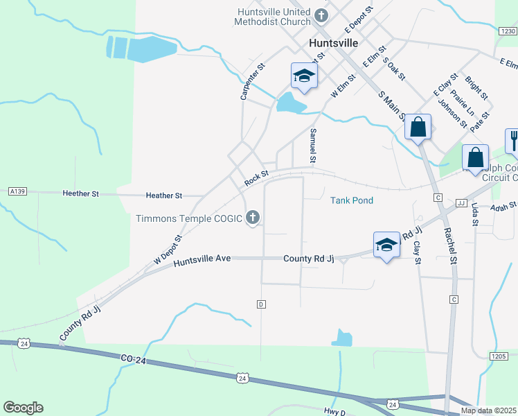 map of restaurants, bars, coffee shops, grocery stores, and more near 100-298 Howard Street in Huntsville