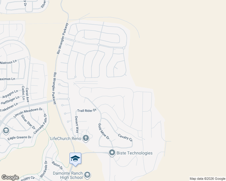 map of restaurants, bars, coffee shops, grocery stores, and more near 3005 Bull Rider Drive in Reno