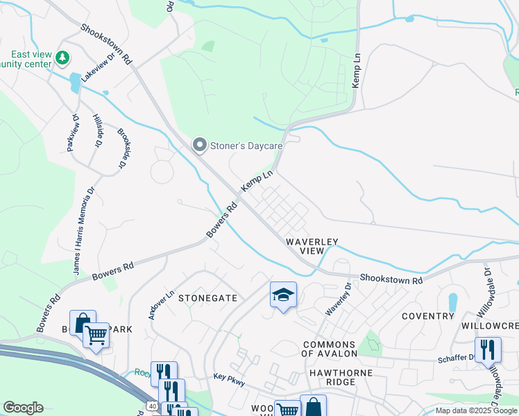 map of restaurants, bars, coffee shops, grocery stores, and more near 755 Elevation Road in Frederick
