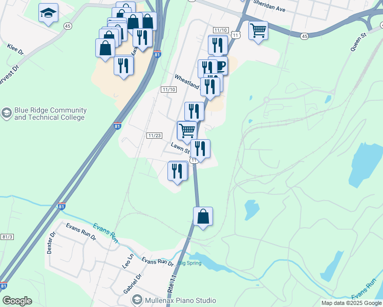 map of restaurants, bars, coffee shops, grocery stores, and more near County Route 11/23 in Berkeley County