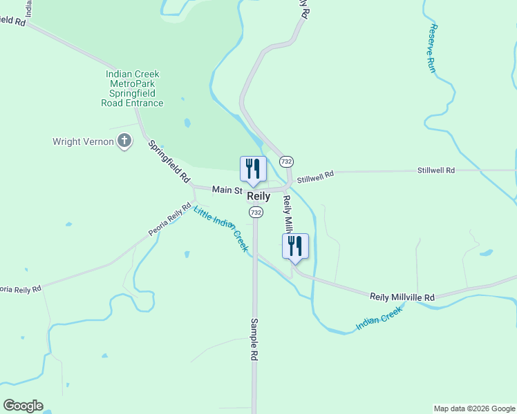 map of restaurants, bars, coffee shops, grocery stores, and more near in Reily