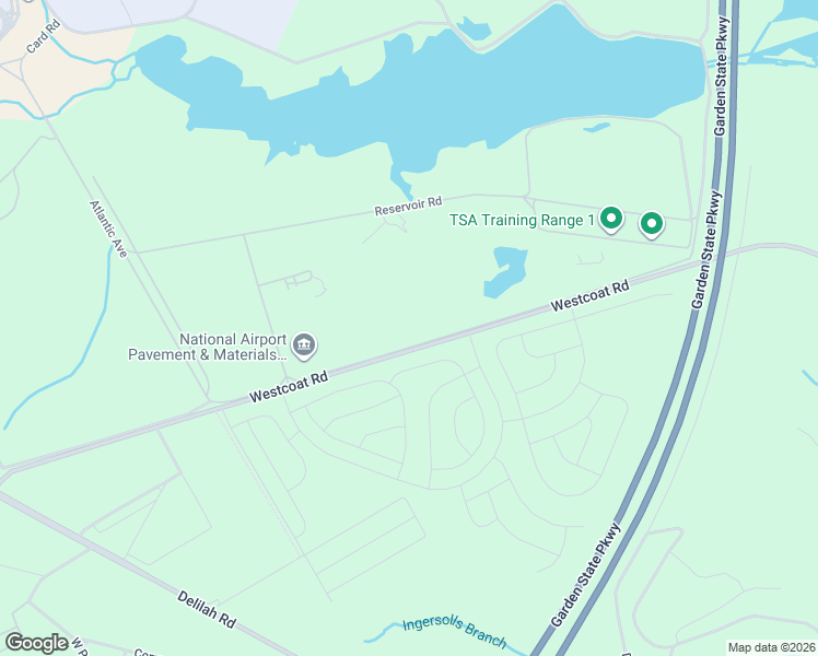 map of restaurants, bars, coffee shops, grocery stores, and more near Westcoat Road in Egg Harbor Township