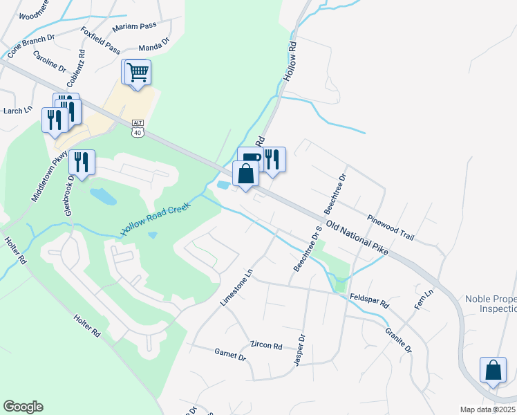 map of restaurants, bars, coffee shops, grocery stores, and more near 4315B Old National Pike in Middletown