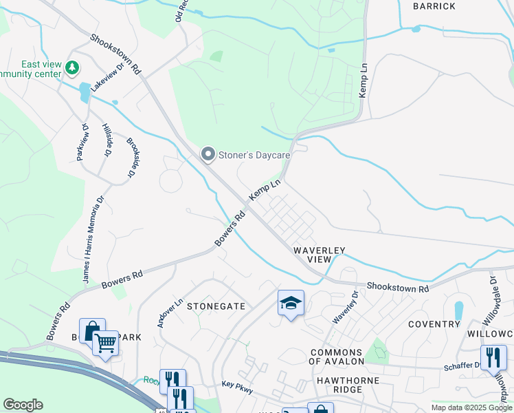 map of restaurants, bars, coffee shops, grocery stores, and more near 1891 Shookstown Road in Frederick