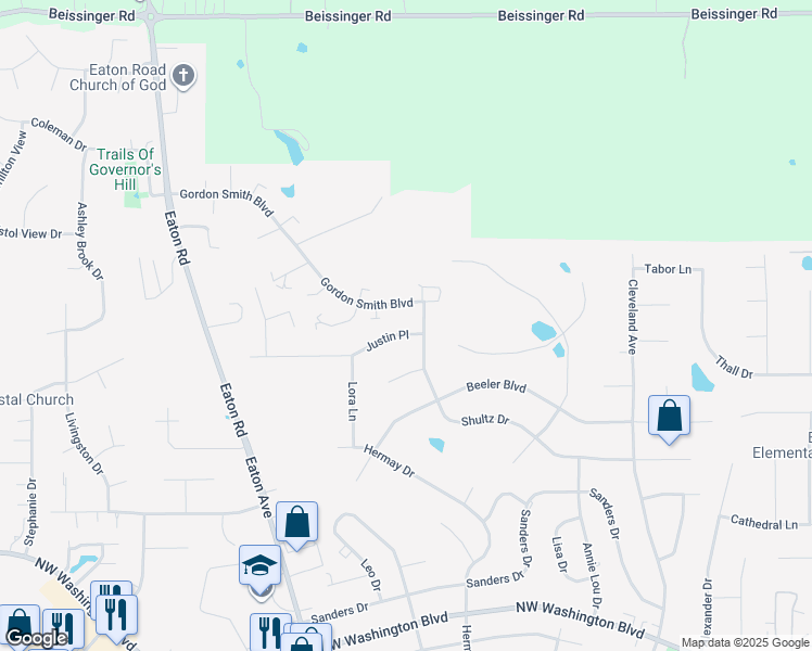 map of restaurants, bars, coffee shops, grocery stores, and more near 6 Justin Place in Hamilton