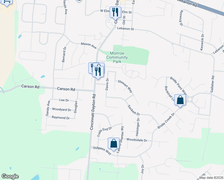 map of restaurants, bars, coffee shops, grocery stores, and more near 685 Linn Ct in Monroe