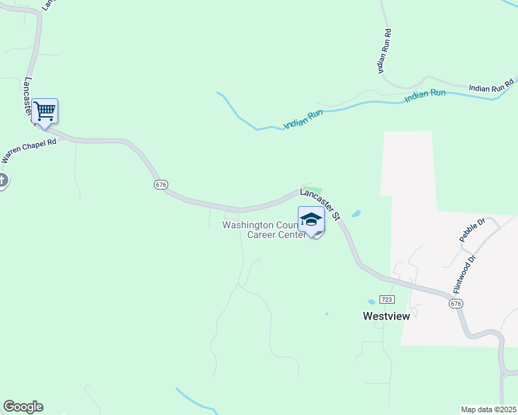 map of restaurants, bars, coffee shops, grocery stores, and more near 21401 Ohio 676 in Marietta