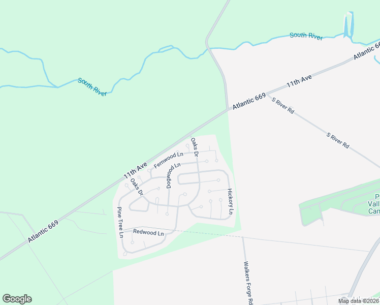 map of restaurants, bars, coffee shops, grocery stores, and more near 1 Oaks Drive in Atlantic County