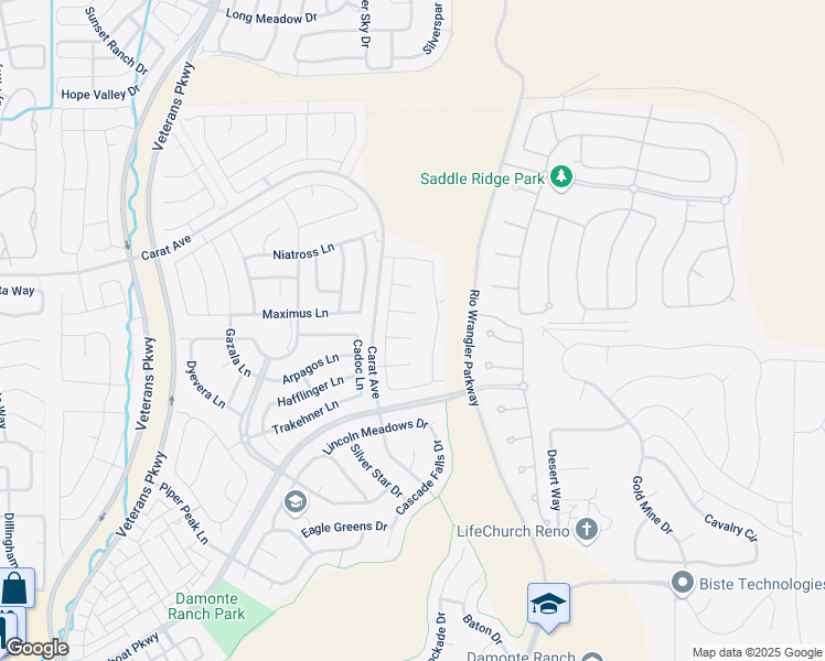 map of restaurants, bars, coffee shops, grocery stores, and more near 413 Cherry Blossom Court in Reno