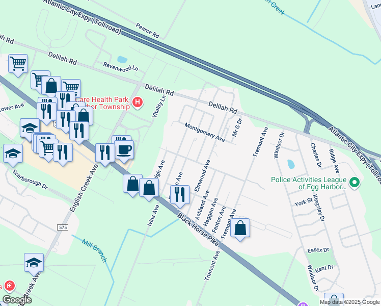 map of restaurants, bars, coffee shops, grocery stores, and more near 228 Filmore Avenue in Egg Harbor Township